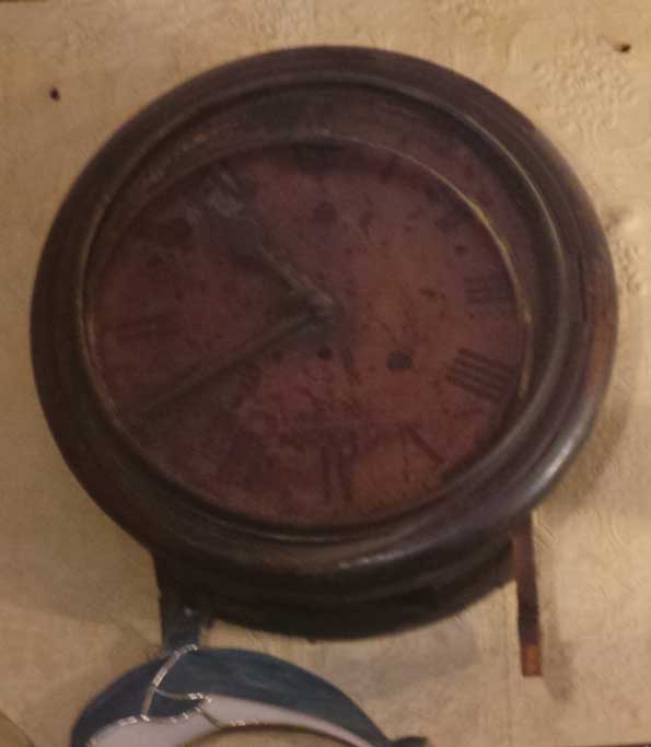 The clock inside the Dolphin Tavern with its hands frozen at 10.40pm.