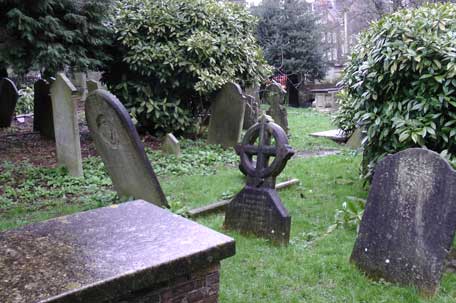 A view of the St John-at-Hampstead's Churchyard.