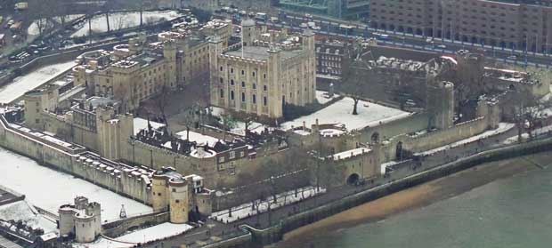 The Tower of London from above.