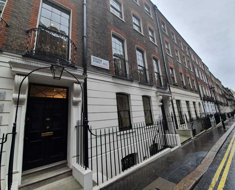 A view of the houses on Craven Street.