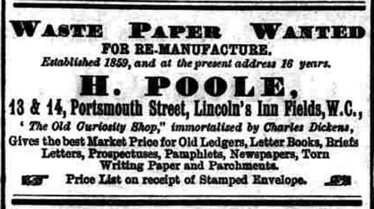 The Advert For H. Poole Waste Paper.