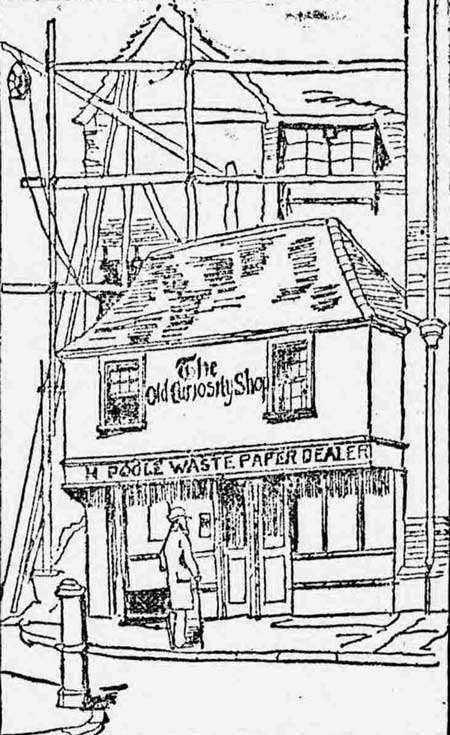 A sketch showing The Old Curiosity Shop in 1894