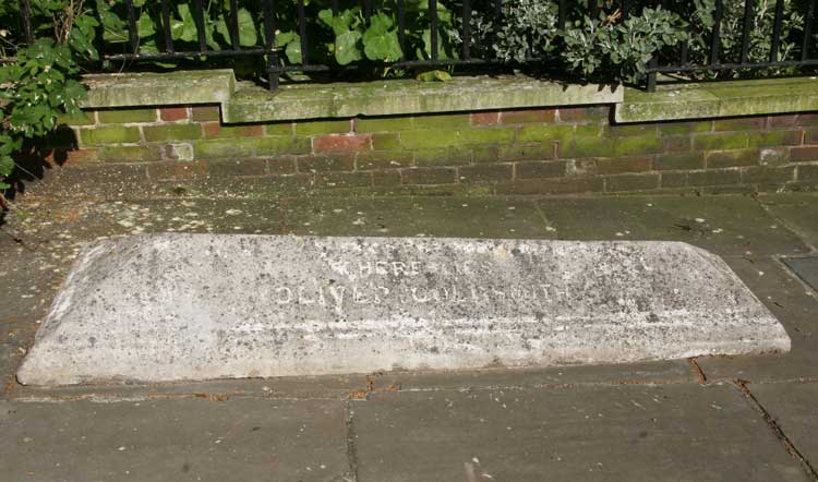 The grave of Oliver Goldsmith.