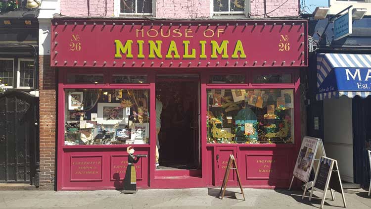 The shop front for the House of Minalima, one of the locations on the Harry Potter Tour..