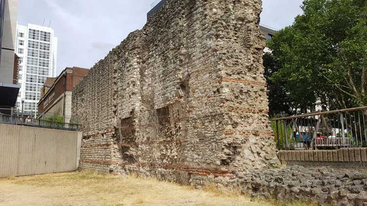 The section of the Roman wall on Tower Hill.