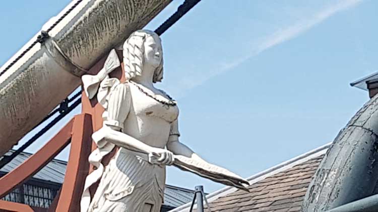 The figurehead on one of the ships in Docklands.