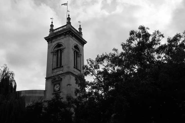 The tower and the clock of St Andrew's church.