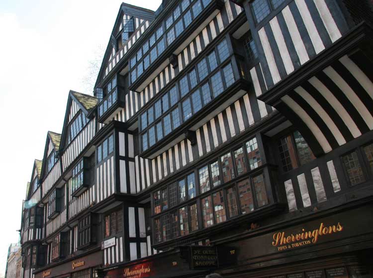 The black and white timbered facade of Staple Inn.