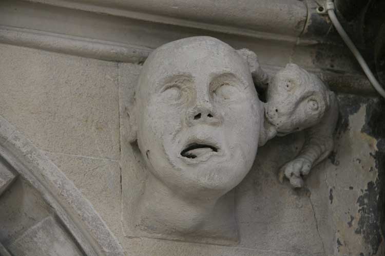 One of the faces inside Temple Church.