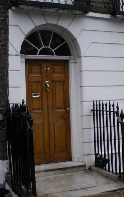 The front door of H.G.Wells former home in Church Row, Hampstead.