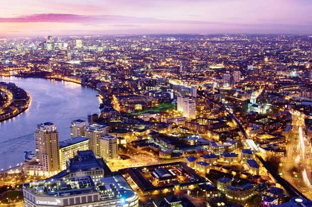 An ariel view over docklands.