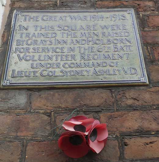 The First World War Memorial PLaque in Gray's Inn.