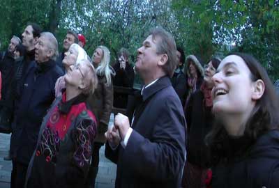 Richard and his group look up at the Henry V111 gatehouse in Smithfield.