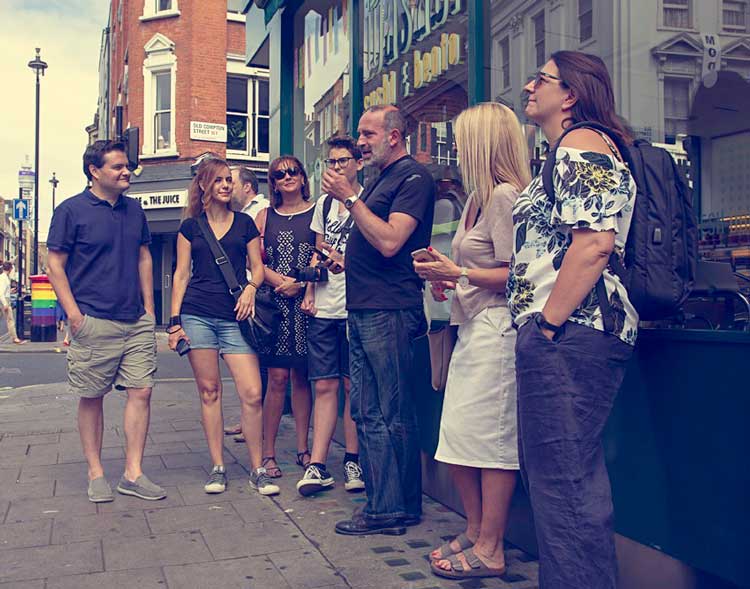 John Bennett with his group on a London Rock Tour.