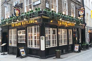 Ye Olde Watling Pub exterior.