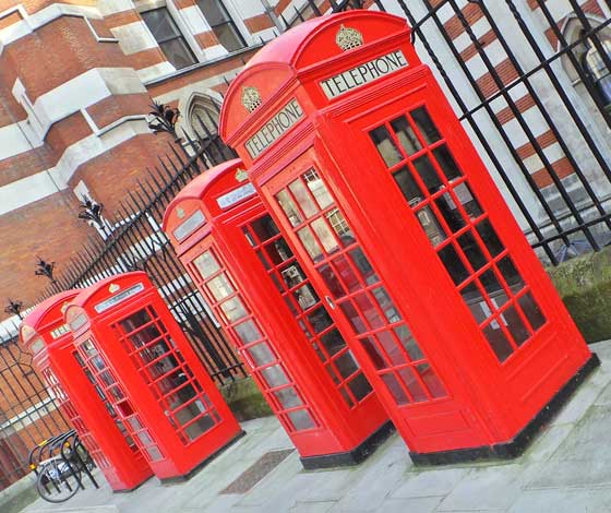 A line od pone boxes outside the Royal Courts of Justice.