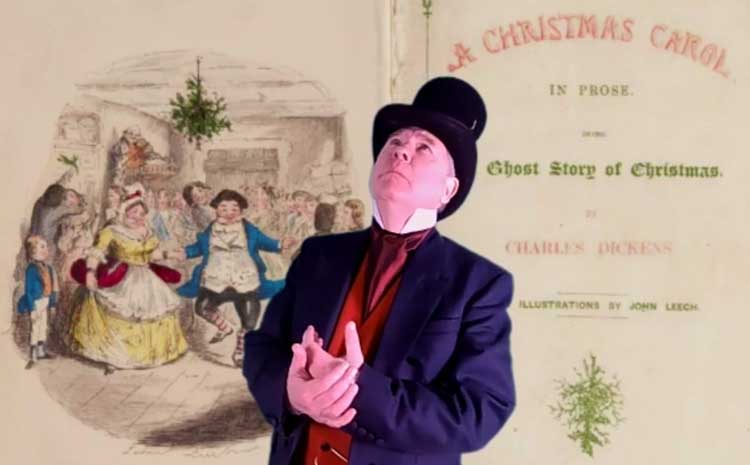 Richard beginning his Charles Dicken A Christmas Carol Virtual Tour.