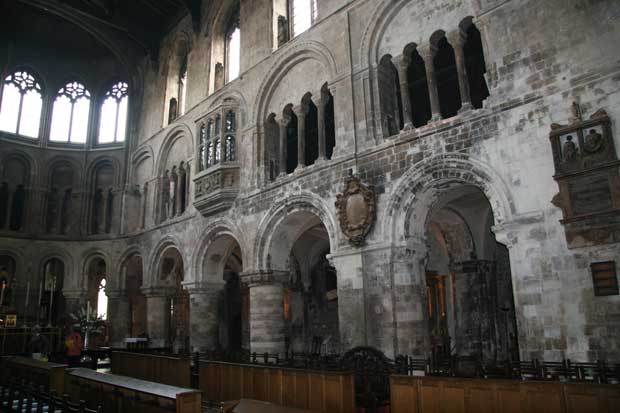 The interior of the church of St Bartholomew the Great.