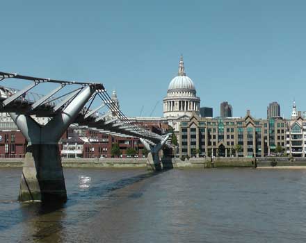 St Paul's Cathedral viewed across the Millennium Bridge.