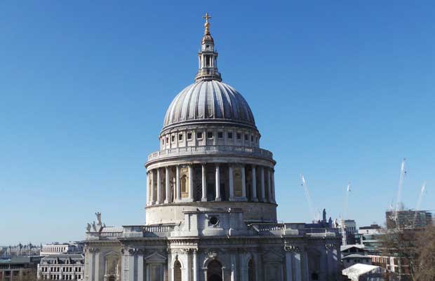 An external view of the dome of St Paul's Cathedral.