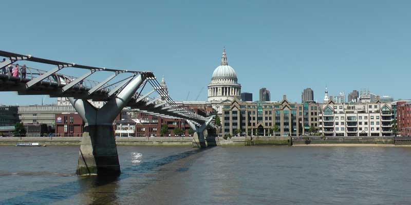 A view of St Paul's Cathedral from the River Thames.