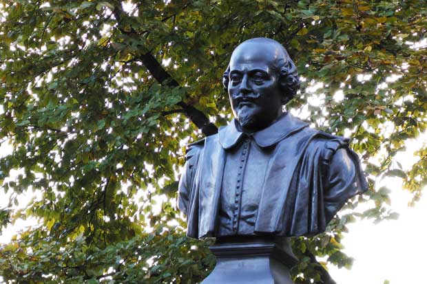 The bust of William Shakespeare in Love Lane.