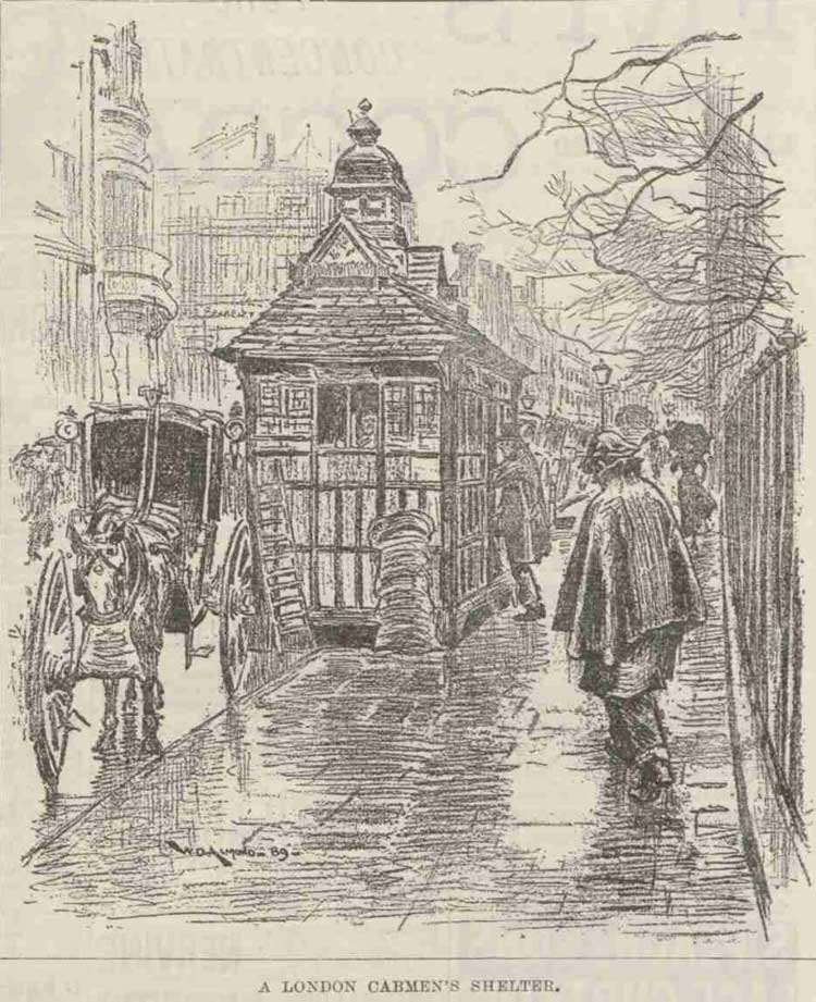 A sketch of a Victorian Cabmen's Shelter.