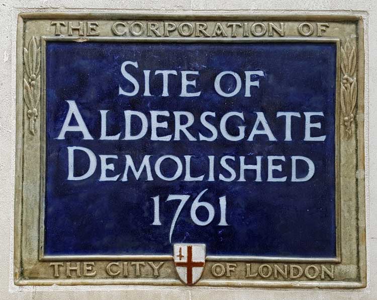 The blue plaque marking the site of Aldersgate.