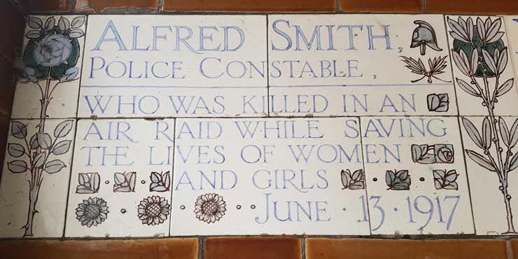 The memorial plaque to PC Alfred Smith.