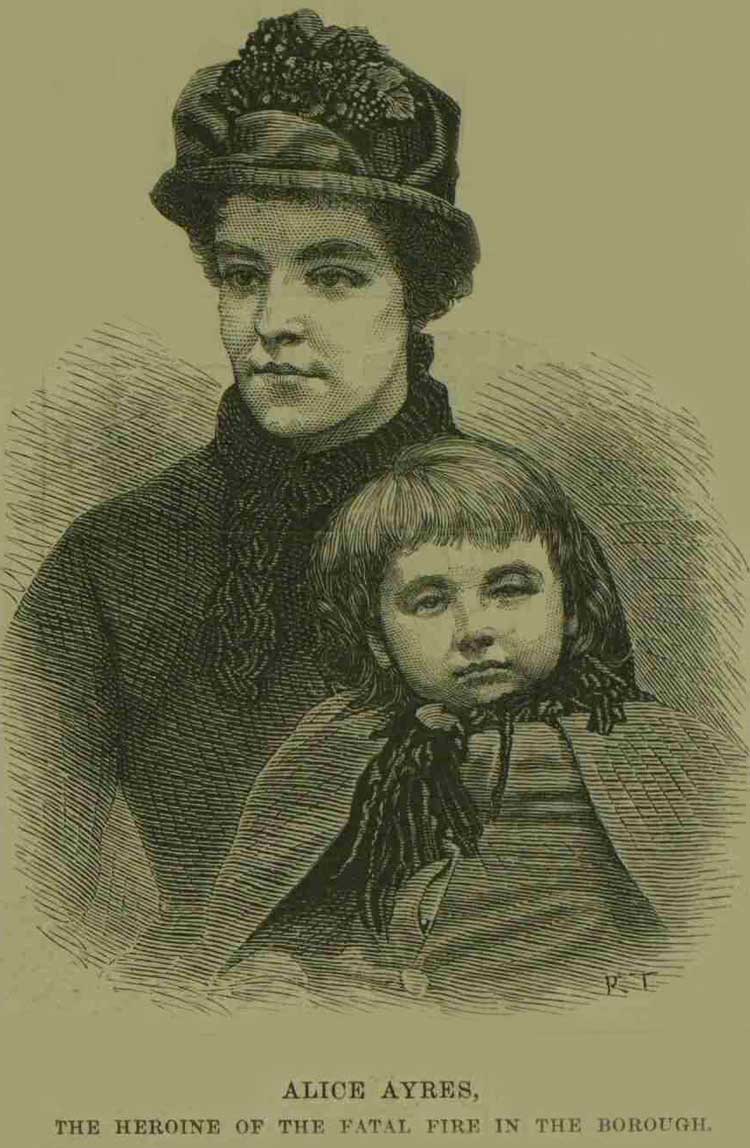 A portrait showing Alice Ayres with a child.
