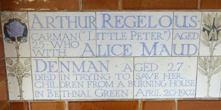 The memorial plaque to Arthur Regelous and Alice Denman.
