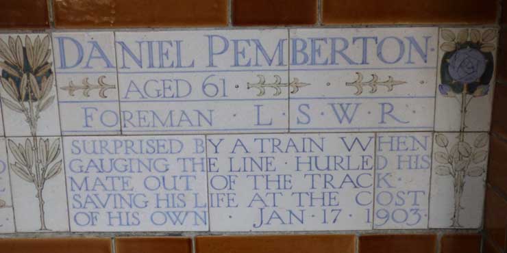 The Memorial plaque to Daniel Pemberton.