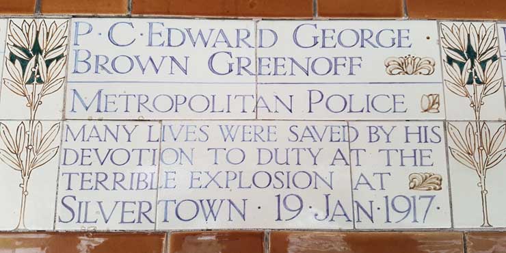 The memorial plaque to PC Edward George Brown Greenoff.