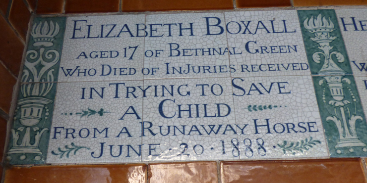 The memorial plaque to Elizabeth Boxall.