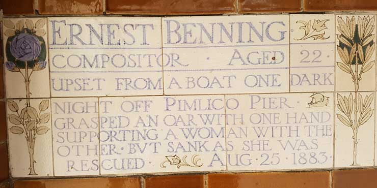 The memorial plaque to Ernest Benning.