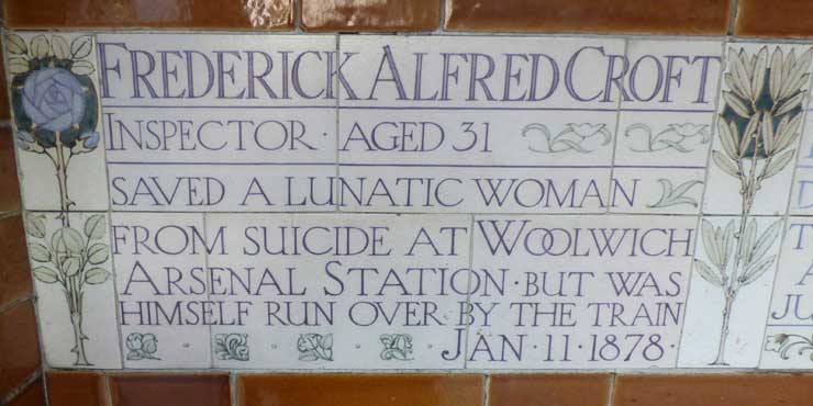 The memorial plaque to Frederick Alfred Croft.