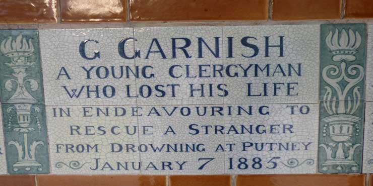 The memorial plaque to G. Garnish.