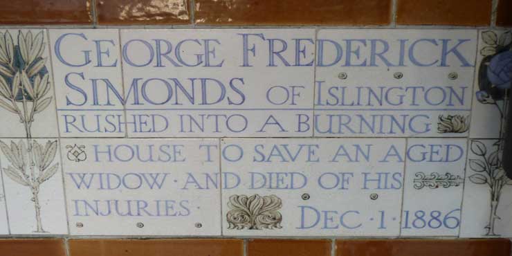 The memorial plaque to George Frederick Simonds.