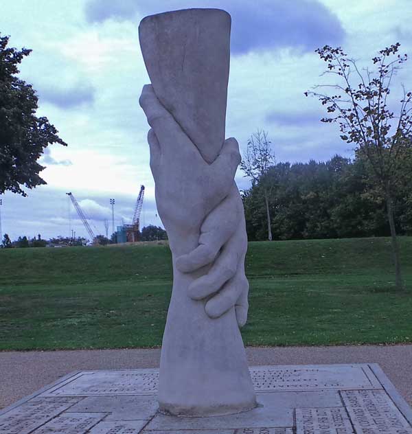 The Helping Hands Memorial At Three Mills.