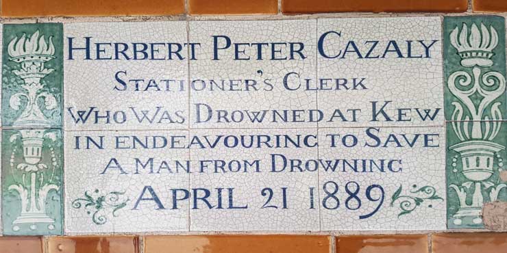 The memorial plaque to Herbert Peter Cazaly.