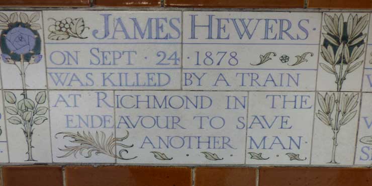 The memorial plaque to James Hewers.