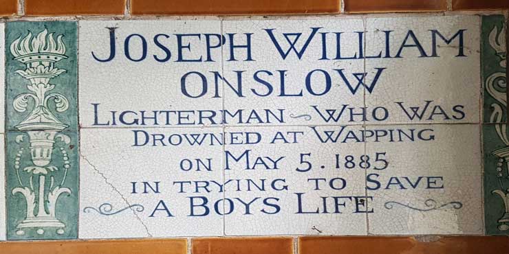 The memorial plaque to Joseph William Onslow.