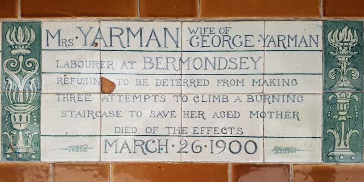 The memorial plaque to Mrs Yarman.