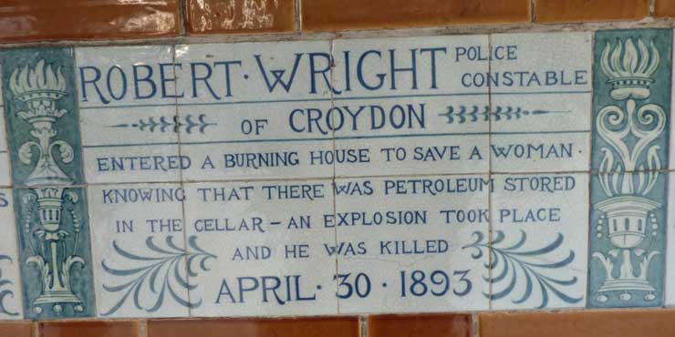The memorial plaque to Police Constable Robert Wright.