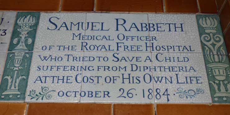 The Memorial plaque to Samuel Rabbeth.