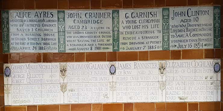 The memorial plaques in section five.