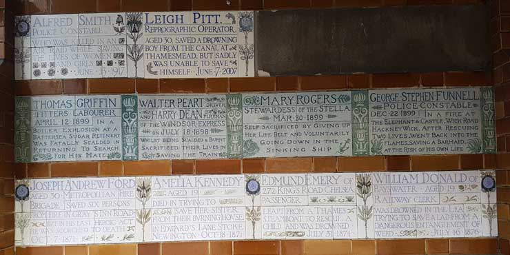 The memorial plaques in section one.