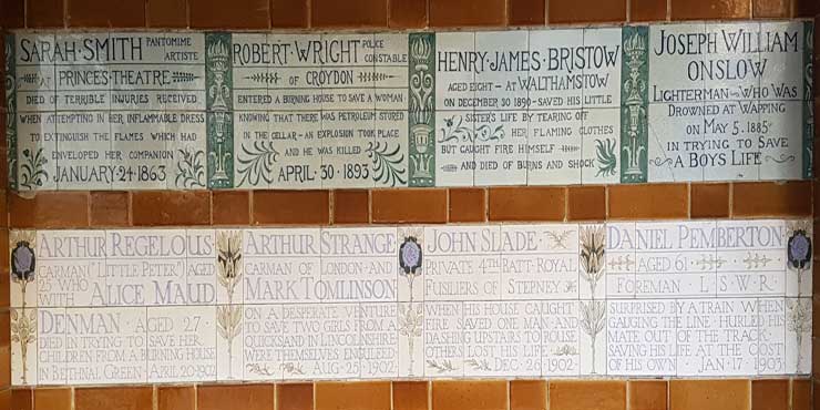 The memorial plaques in section six.
