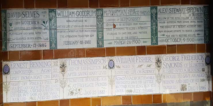 The memorial plaques in section three.