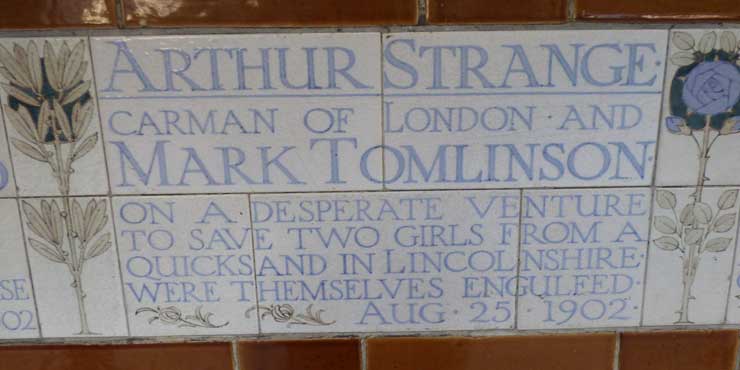The memorial plaque to Arthur Strange and Mark Tomlinson.